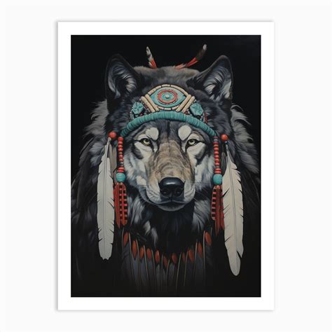 Kenai Peninsula Wolf Native American Art Print by LoneWolf Prints - Fy