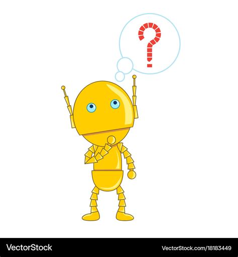 Cute robot thinking Royalty Free Vector Image - VectorStock