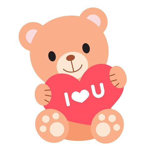 Cute cartoon Teddy bear with big heart. I love you quote. Illustration ...