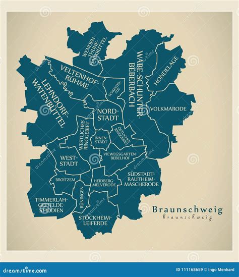 Modern City Map - Braunschweig City of Germany with Boroughs and Stock ...