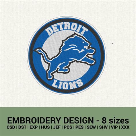 Detroit Lions round logo badge machine embroidery design new