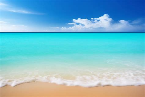 Beautiful tropical beach with blue ocean. White sand tropical paradise beach background summer ...