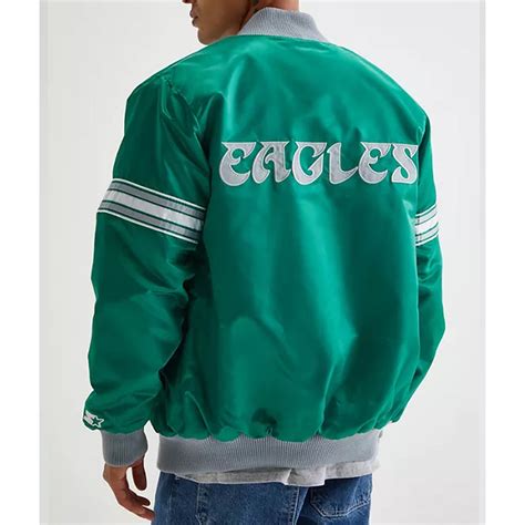 Varsity Satin Starter Philadelphia Eagles Striped Kelly Green Jacket ...