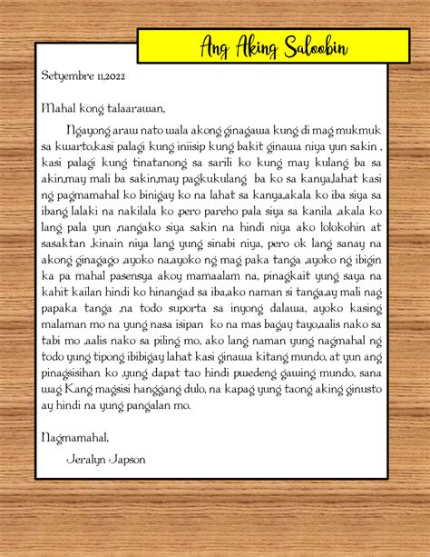 Talaarawan Japson - Given - Setyembre 11, Mahal kong talaarawan, Ngayong araw nato wala akong ...