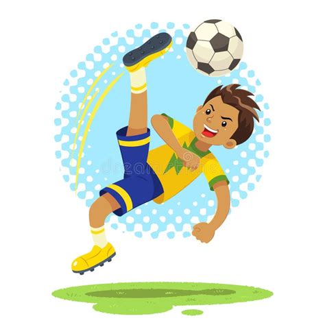 Soccer Boy Hit The Ball Using Bicycle Kick Technique Stock Vector ...