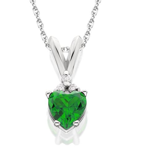 Pompeii3 - 1/2ct Diamond & Simulated Emerald Heart Pendant 14K White Gold - Walmart.com ...