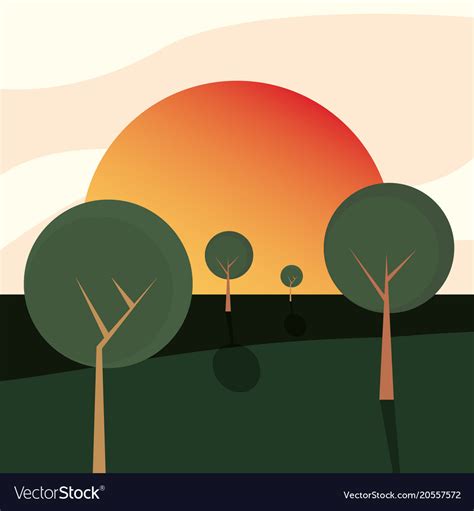 Sunset landscape design Royalty Free Vector Image