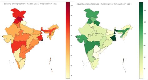 Population normalized distribution of women and backward caste students... | Download Scientific ...