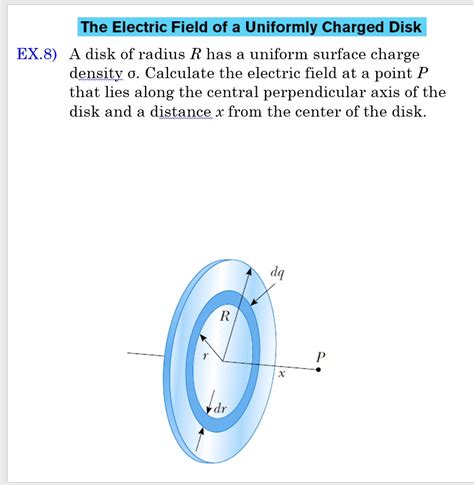 SOLVED: The Electric Field of a Uniformly Charged Disk EX.8) A disk of ...