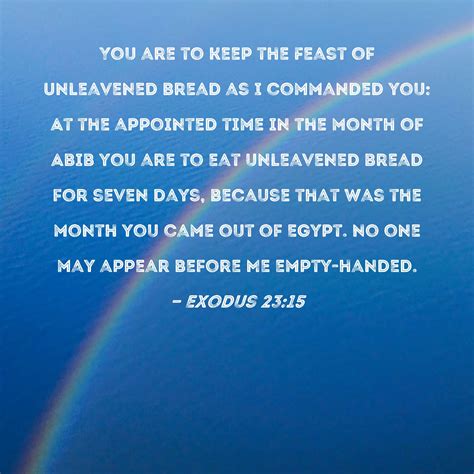 Exodus 23:15 You are to keep the Feast of Unleavened Bread as I ...