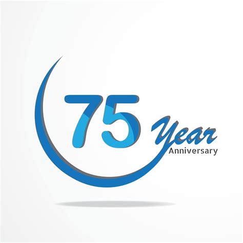 75 year anniversary celebration logo type blue and red colored ...