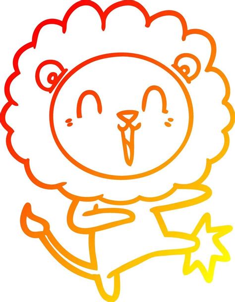 warm gradient line drawing laughing lion cartoon 9949788 Vector Art at Vecteezy