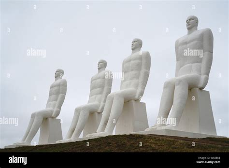 Men at Sea, Man Meets the Sea monument, landmark in Esbjerg, Denmark. 9 ...