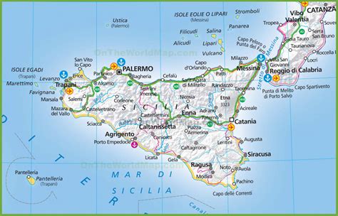 Sicily Tourist Map Pertaining To Printable Map Of Sicily - Printable Maps