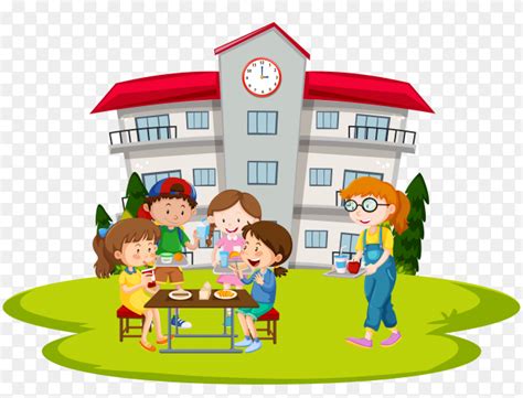 Large school building scene on transparent background PNG - Similar PNG