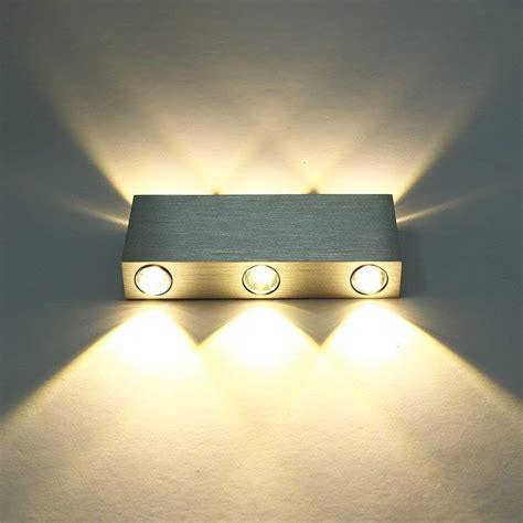 Unimall LED Wall Light Modern 6W Up and Down Wall Lights Indoor Brushed Aluminium Rectangular ...