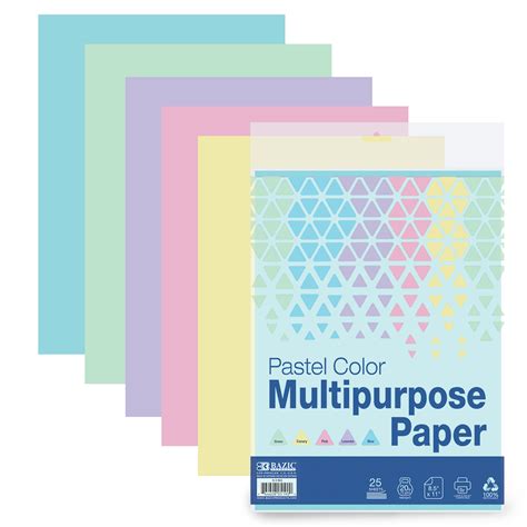 Pastel Color Multipurpose Paper 25 Ct. | Bazic Products Bazic Products