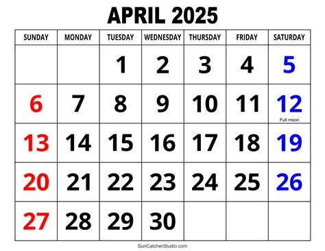 April 2025 Calendar (Free Printable) – DIY Projects, Patterns, Monograms, Designs, Templates