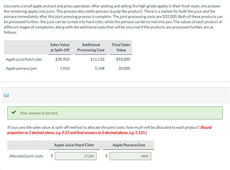 [Solved]: Lisa owns a small apple orchard and press operat