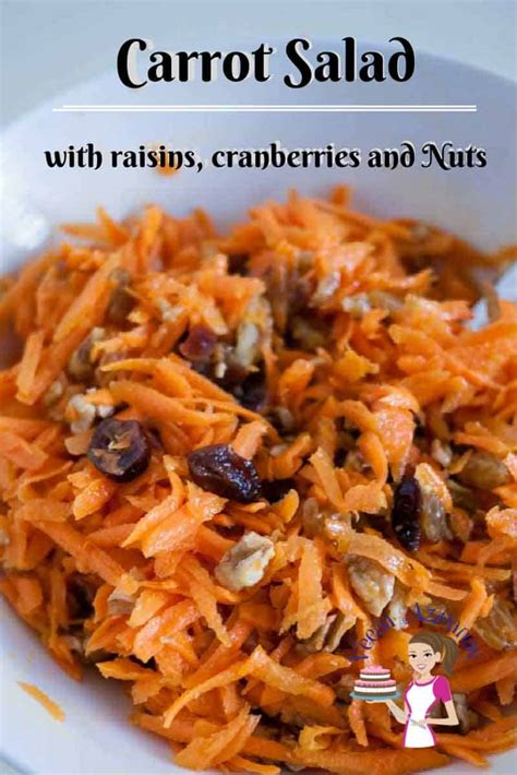 Quick Carrot Salad with Raisins cranberries and nuts - Veena Azmanov