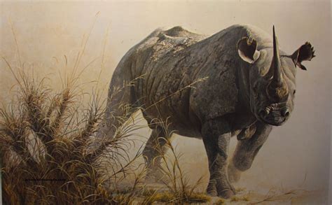 Art Country Canada - ROBERT BATEMAN Charging Rhinoceras Rhino Offset ...