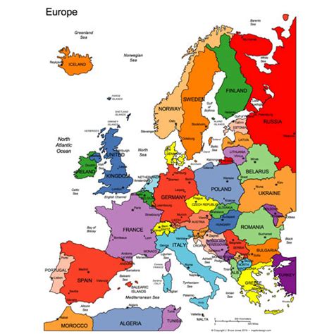 Europe Regional Landscape View PowerPoint Map, Countries, Names - MAPS ...