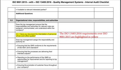 Iso 13485 Audit Checklist Template