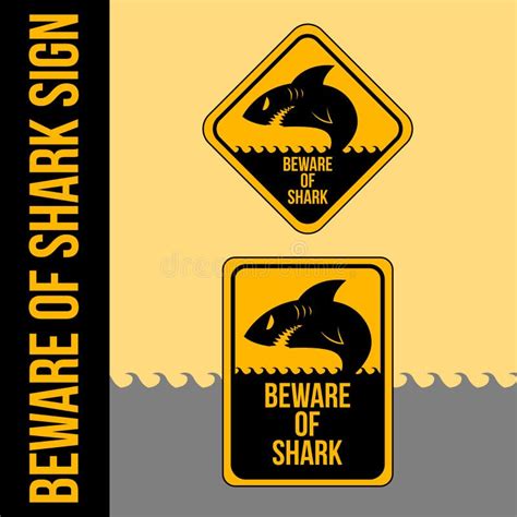 Beware of Shark Sign on White Background Stock Vector - Illustration of ...