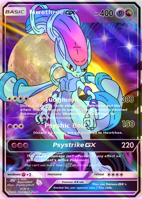 Mewthree GX Card Pokemon Custom in 2021 | Pokemon cards legendary ...