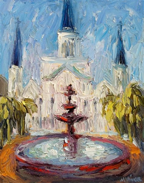 New Orleans Jackson Square Cathedral Fountain Impressionist