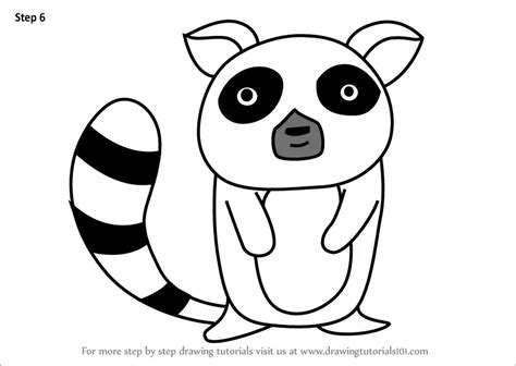 Step by Step How to Draw a Lemur for Kids : DrawingTutorials101.com