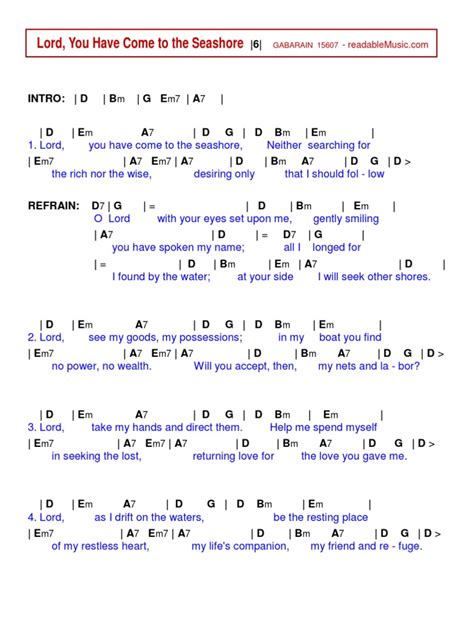 Lord You Have Come To The Seashore Chords | PDF