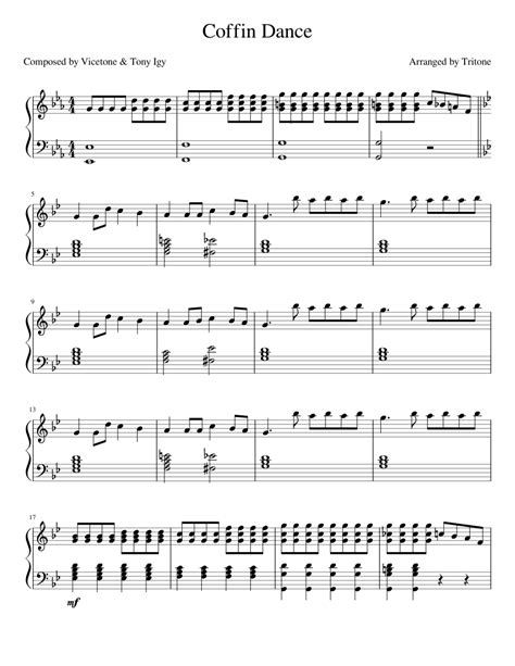 Coffin Dance Sheet music for Piano | Download free in PDF or MIDI | Musescore.com