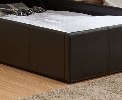 Berlin Brown Leather Ottoman Storage Bed | Happy Beds