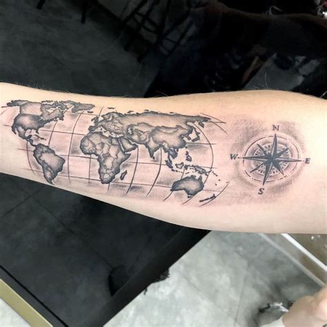 Pin by Kendrastorey on Tattoos | World map tattoos, Map tattoos, Globe ...