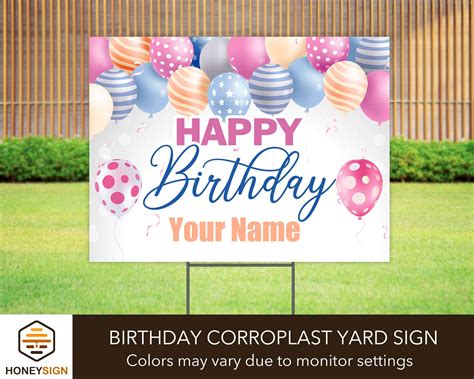 Happy Birthday Yard Sign With H Stake Personalized Birthday Signs for Yard Lawn Custom Outdoor ...