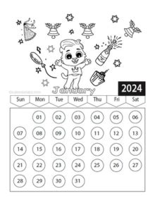 2024 Coloring Pages Calendar - CalendarLabs