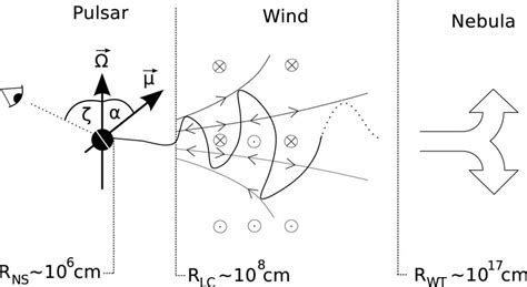 Sketch of the components of a pulsar wind nebula discussed in the text ...