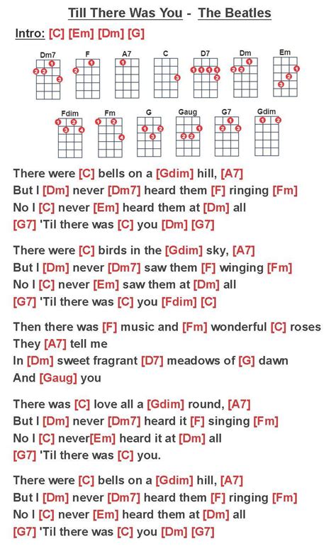 Till There Was You - The Beatles | Ukelele chords ukulele songs, Song lyrics and chords, Guitar ...