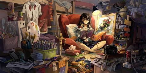 HD wallpaper: anime, Anime Girls, Original Characters, room | Wallpaper ...