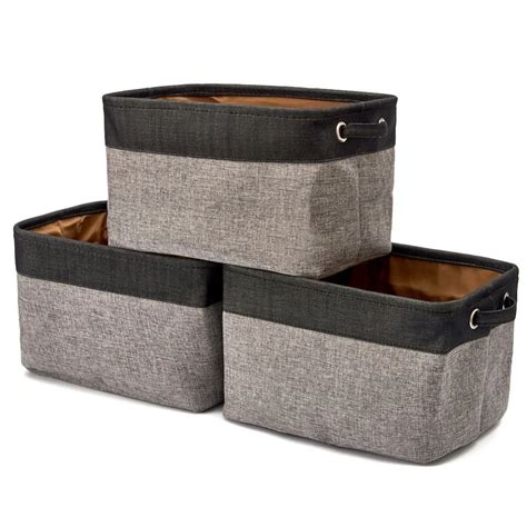 Jetdio Black Grey Collapsible Storage Bin Basket Foldable Canvas Fabric Tweed Storage Cube Bin ...