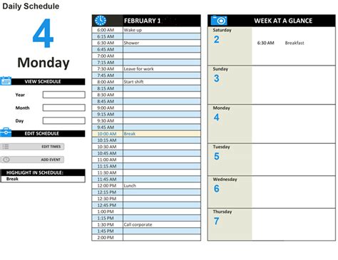 Work Schedule Template | Free Word Templates