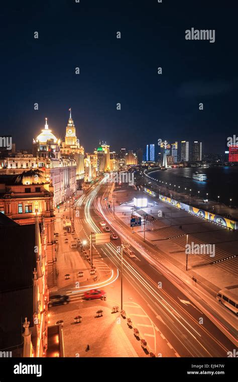 shanghai bund night view Stock Photo - Alamy