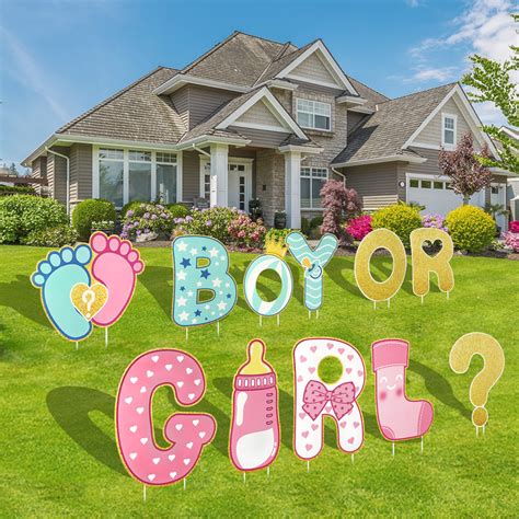 Buy AerWo 11 Pieces Gender Reveal Decorations Baby Shower Yard Signs ...