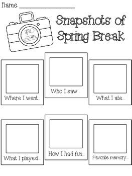 Snapshots of Spring Break Writing Activity by Aimee VanMiddlesworth