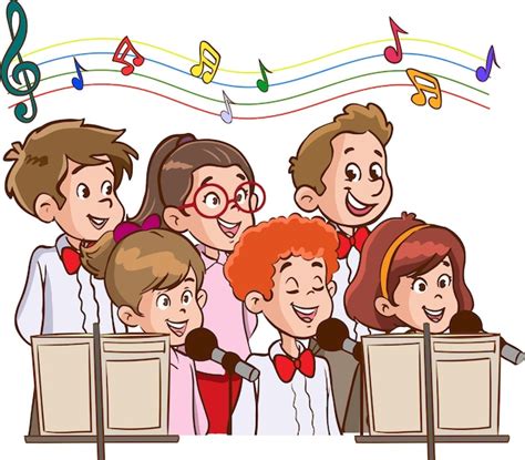 Premium Vector | A group of kids singing in a choir.