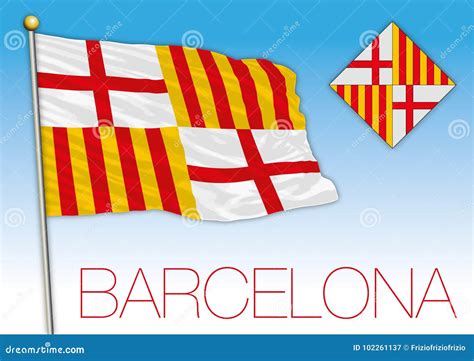 Flag and Seal of Barcelona City, Catalonia, Spain Stock Vector - Illustration of symbol, seal ...