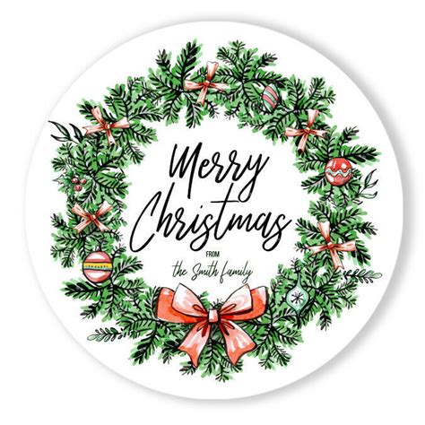 Merry Christmas Watercolor Wreath Thank You Stickers - Other Gift ...