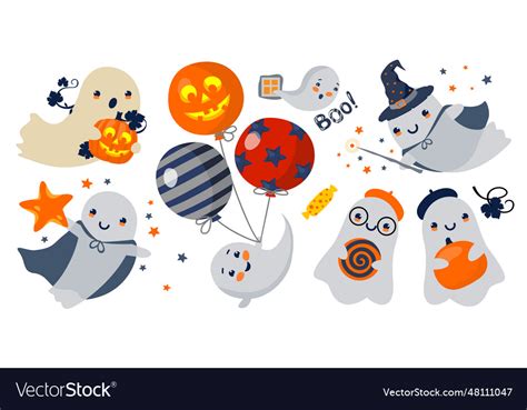 Halloween ghost set Royalty Free Vector Image - VectorStock