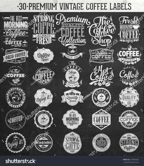 Set Vintage Retro Coffee Labels On Stock Vector (Royalty Free ...